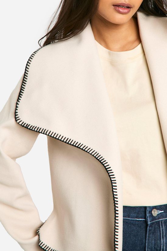 Blanket Stitch Waterfall Wool Look Jacket