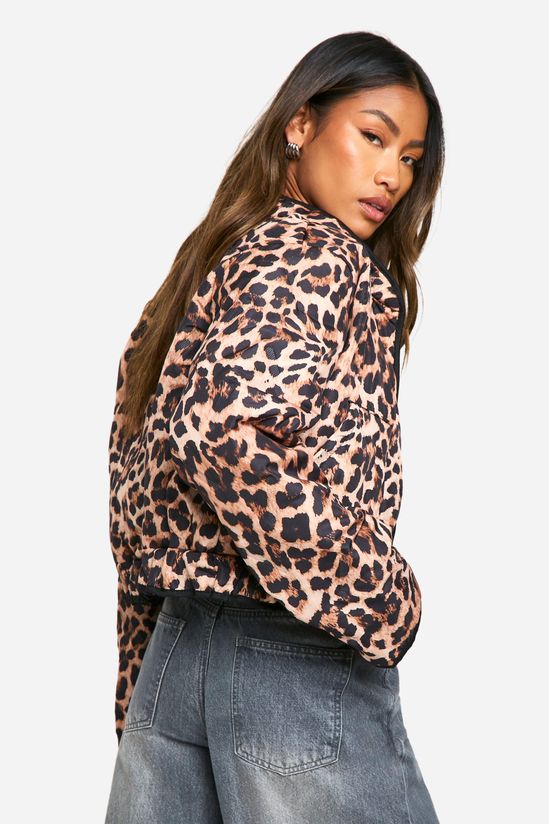 Leopard Print Quilted Cropped Jacket