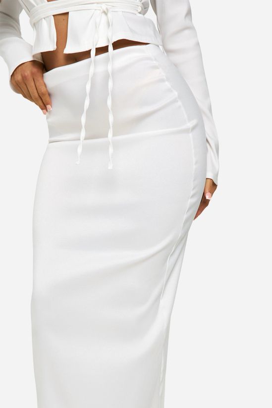Bengaline Fitted Split Back Hem Maxi Skirt