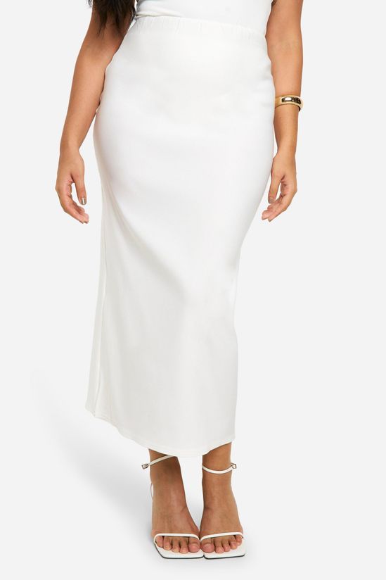 Plus Bengaline Split Back Hem Maxi Skirt