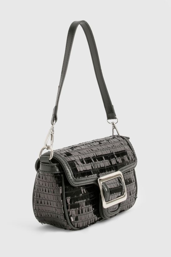 High Shine Sequin Buckle Shoulder Bag