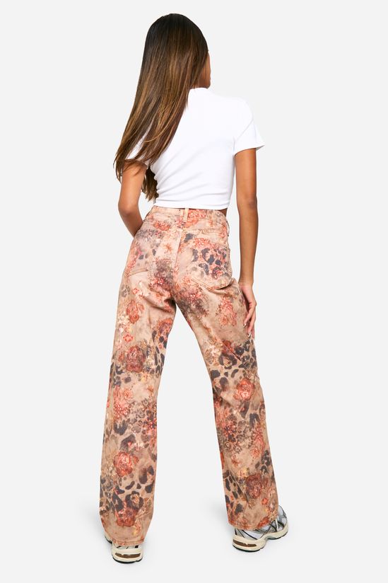 Rose Leopard Print Straight Leg Jean