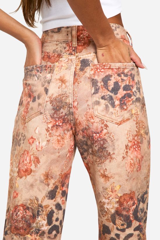 Rose Leopard Print Straight Leg Jean