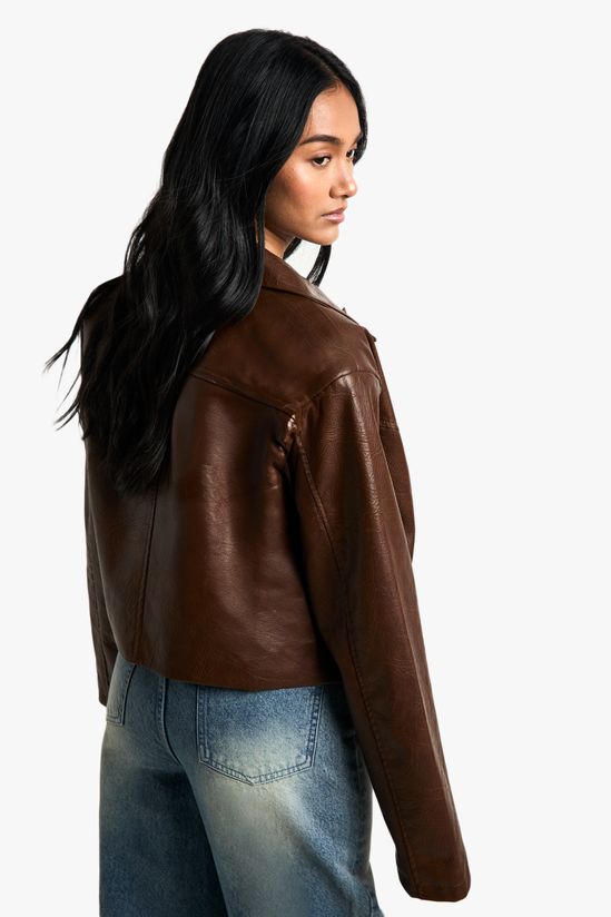 Shoulder Pad Faux Leather Jacket