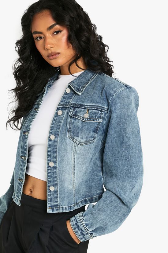 Shoulder Pad Detail Denim Jacketc