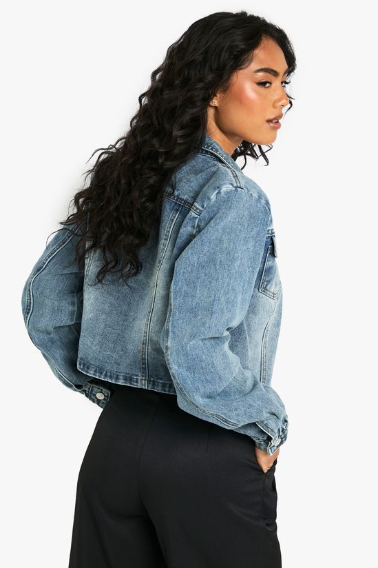 Shoulder Pad Detail Denim Jacketc