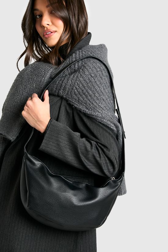 Textured PU Round Shoulder Bag