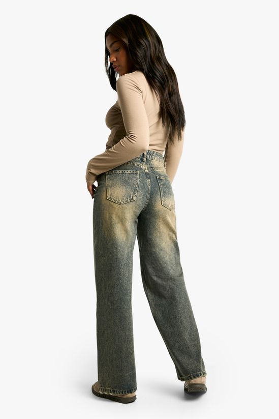 Basics Vintage Wash High Waisted Super Wide Leg Jeans