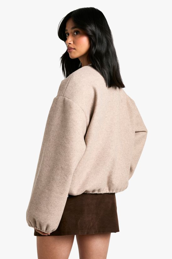 Petite Wool Look Bomber Jacket