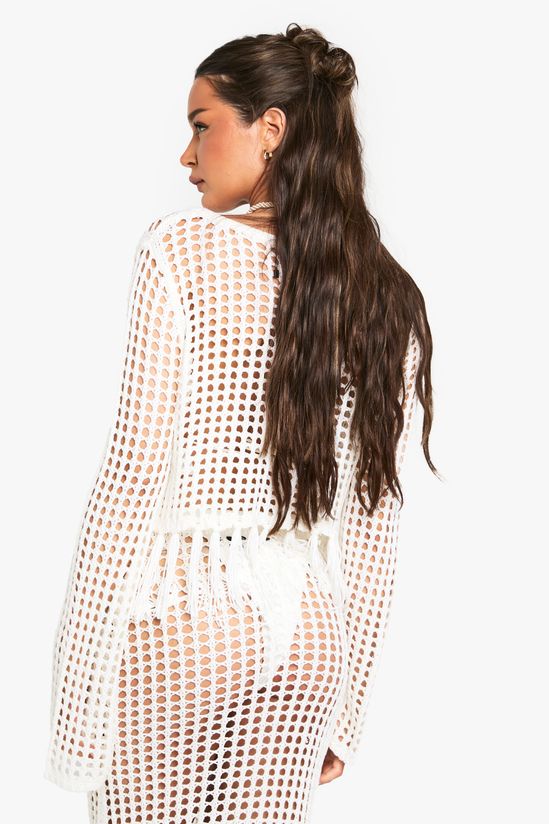Tassel Trim Crochet Top