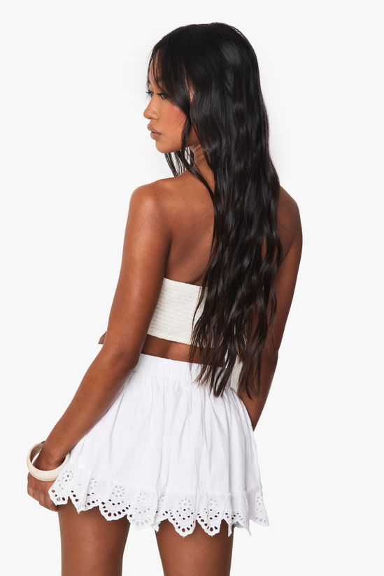 Broderie Hem Lace Insert Mini Skirt