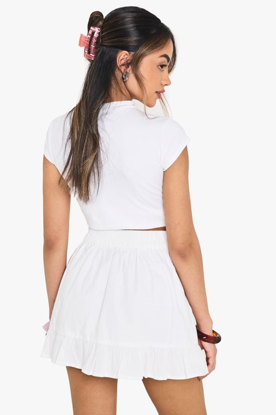 Ruffle Hem Poplin Mini Skirt