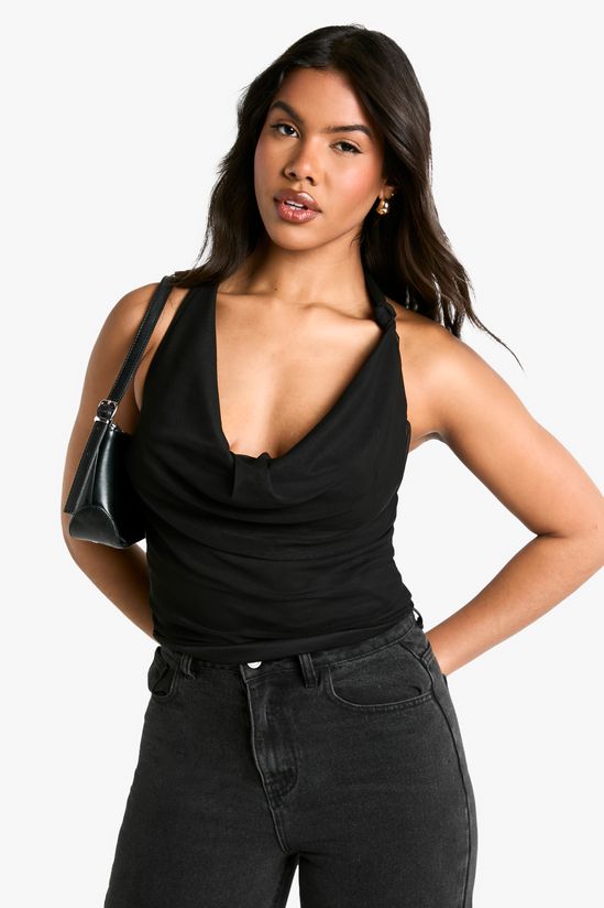 Mesh Knot Detail Halterneck Top