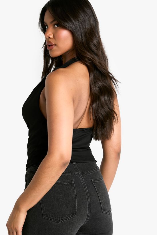 Mesh Knot Detail Halterneck Top
