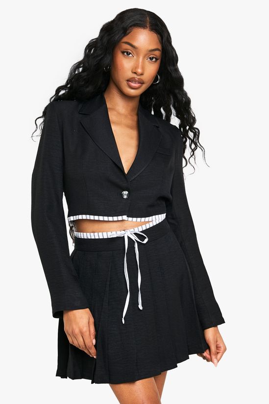 Tailored Woven Pleated Mini Skirt