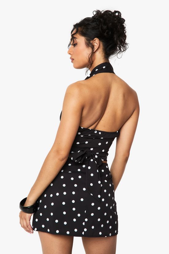 Woven Polka Dot Wrap Top