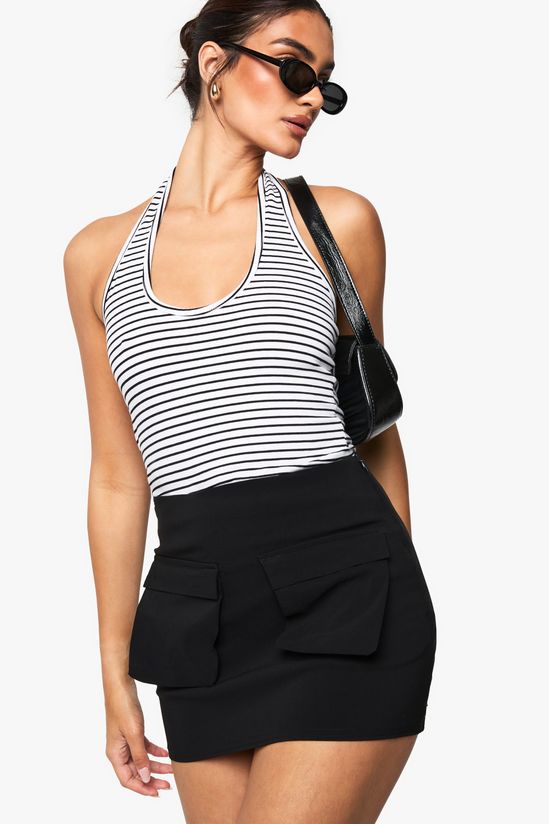 Bengaline Cargo Pocket Detail Mini Skirt