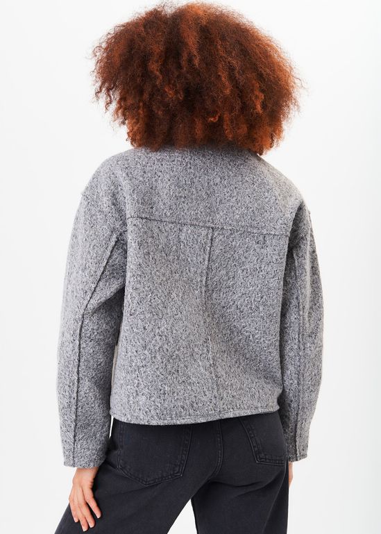 Grey Cropped Wool Blend Jacket