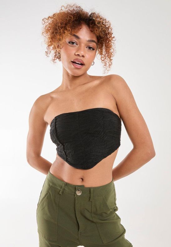 Tiger Print Textured Corset Top
