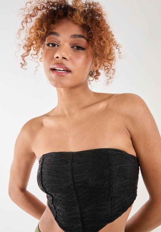 Tiger Print Textured Corset Top