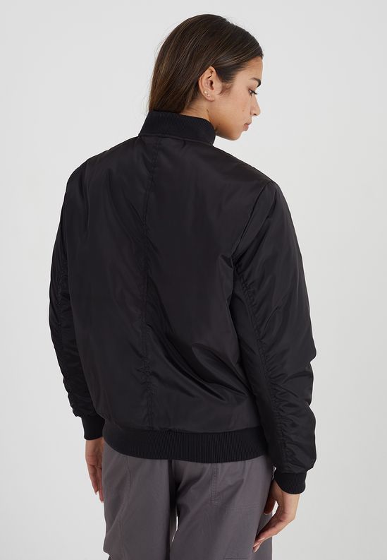Ruched Sleeve Oversized Bomber Jacket