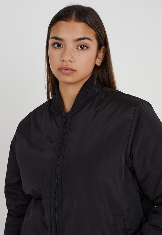 Ruched Sleeve Oversized Bomber Jacket