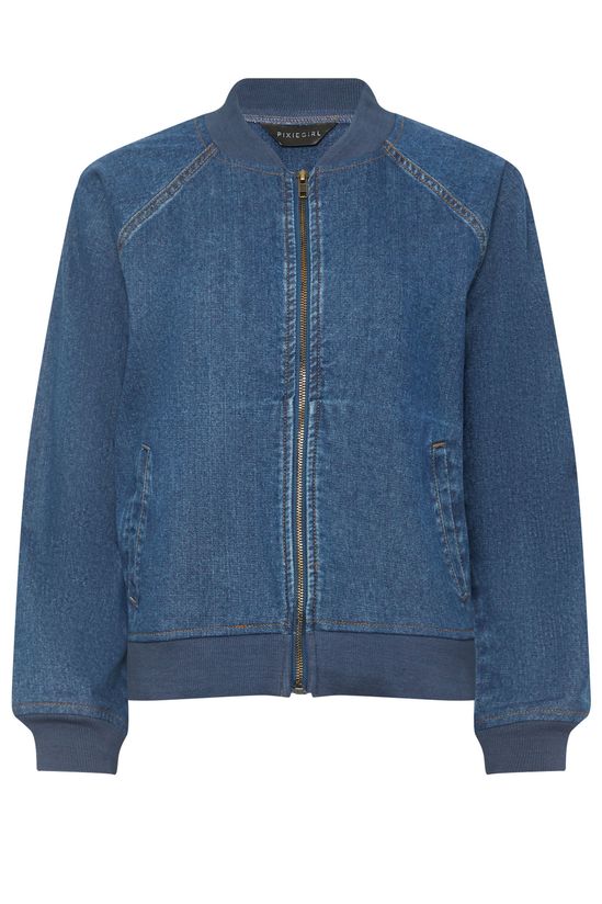 Petite Denim Bomber Jacket