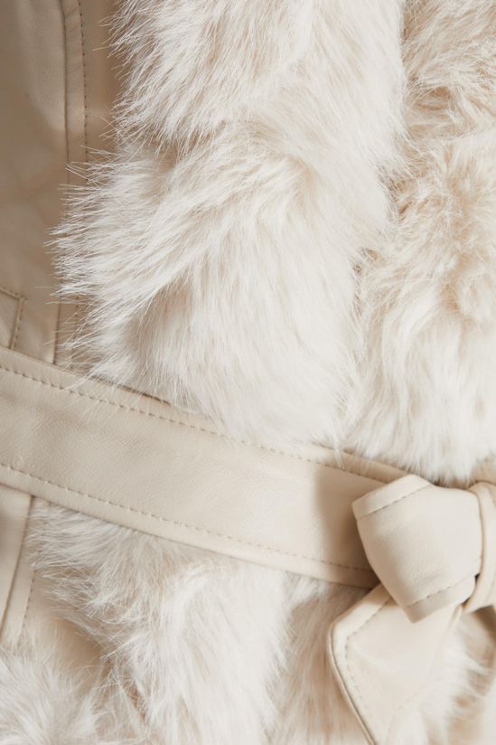 Off White Faux Leather Belted Jacket
