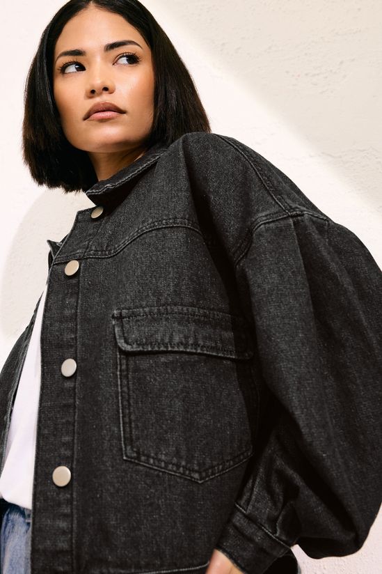Petite Denim Balloon Sleeve Jacket