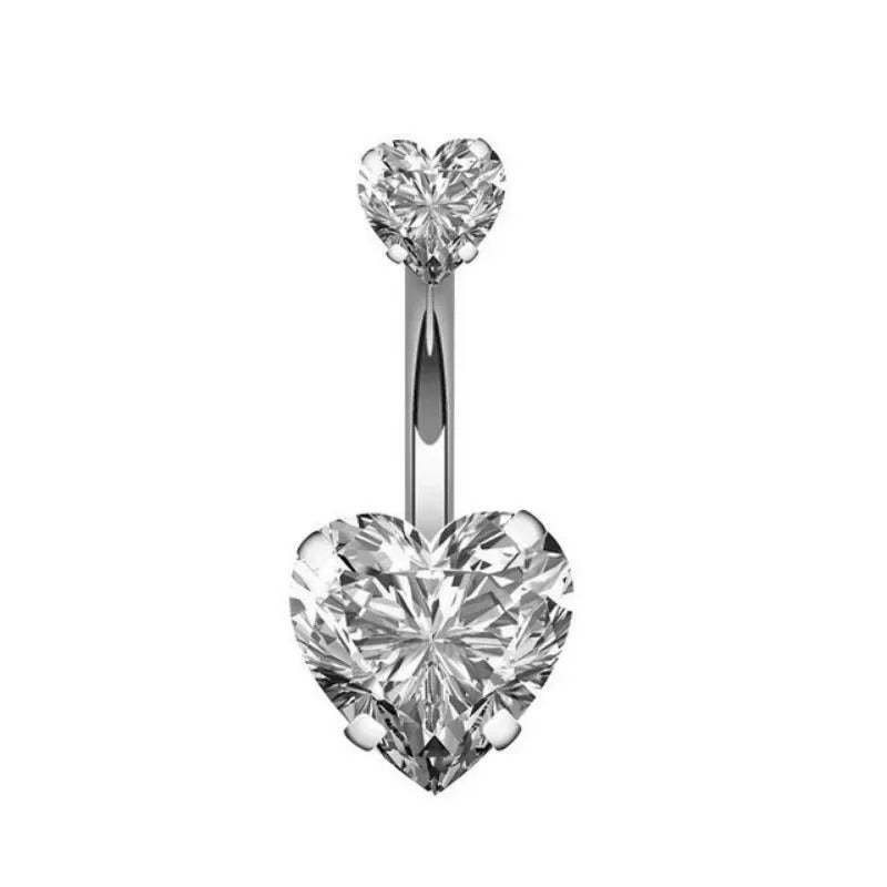 Zircon Heart Navel Belly Button Ring