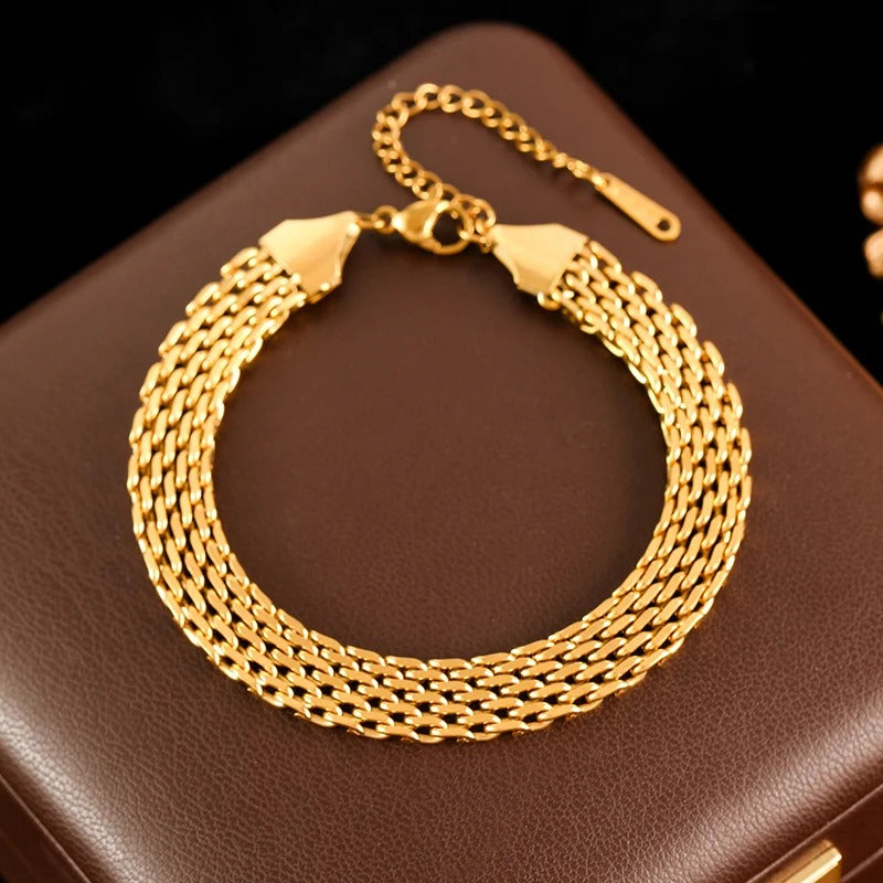 316L Stainless Steel Wide Chain Necklace & Bracelet Set