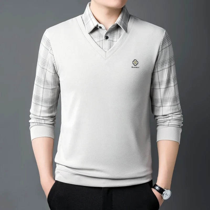 Men’s Long Sleeve Plaid Stripe T-Shirt