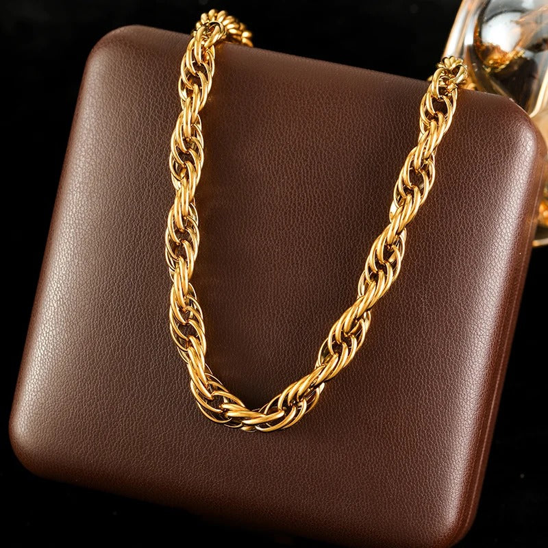 316L Stainless Steel Wide Chain Necklace & Bracelet Set