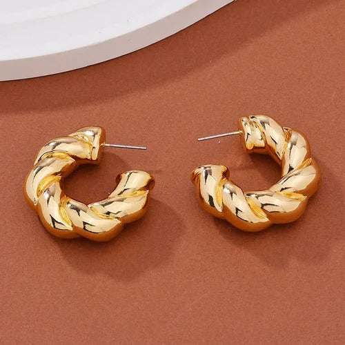 Gold Plated Chunky Hoop Earrings