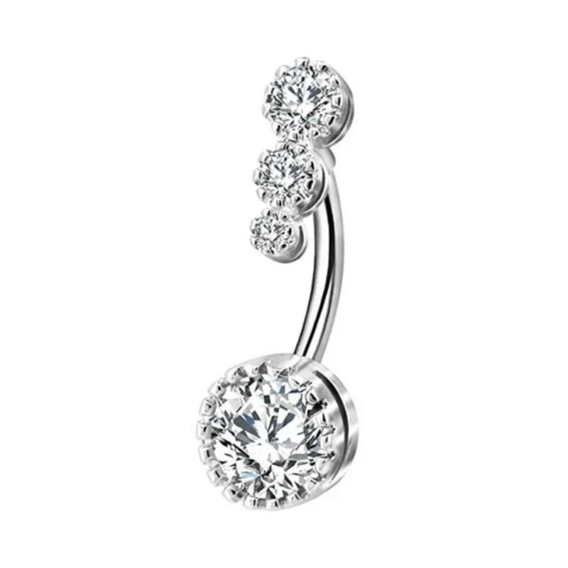 Zircon Heart Navel Belly Button Ring