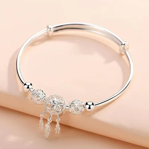 925 Sterling Silver Trendy Geometric Charm Bracelet