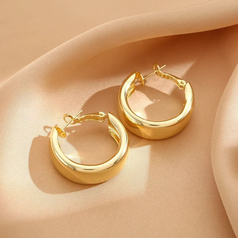 Gold Plated Chunky Hoop Earrings