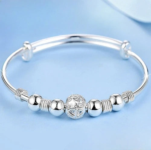 925 Sterling Silver Trendy Geometric Charm Bracelet