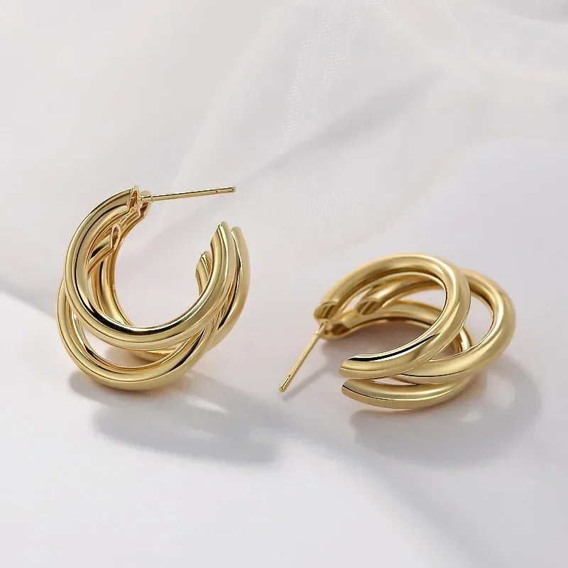 Gold Plated Chunky Hoop Earrings