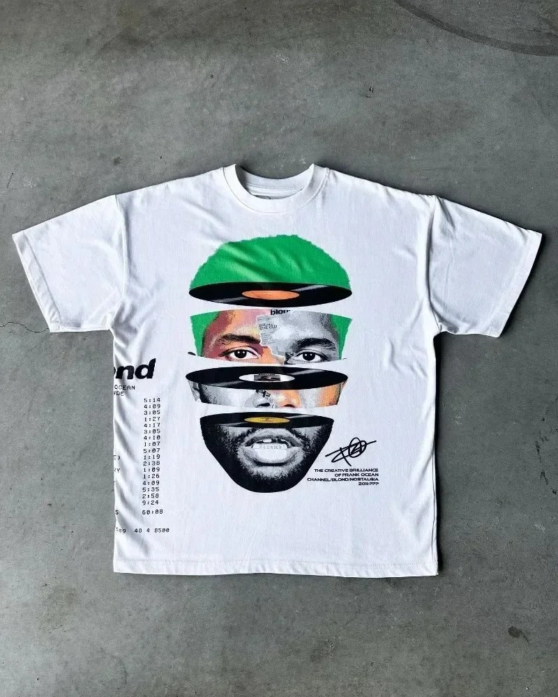 Y2K Retro Street Portrait Print T-Shirt