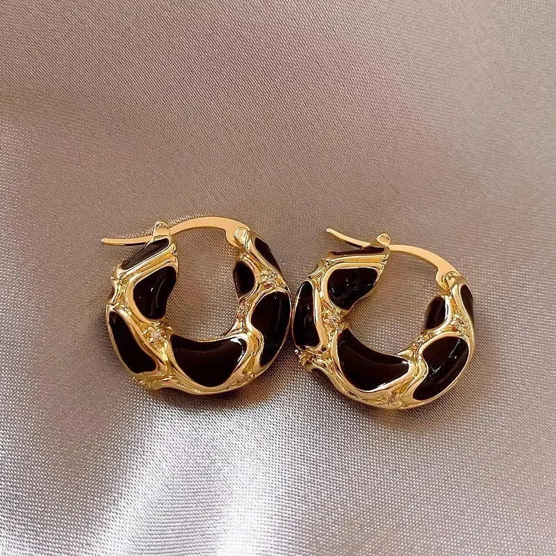 Vintage Enamel Mini Hoop Earrings