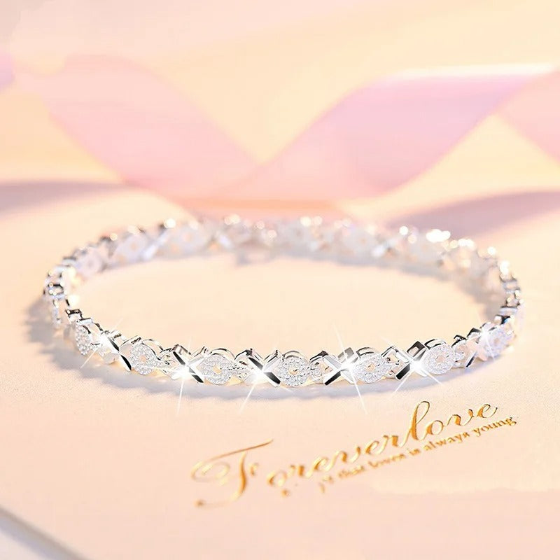 925 Sterling Silver Trendy Geometric Charm Bracelet