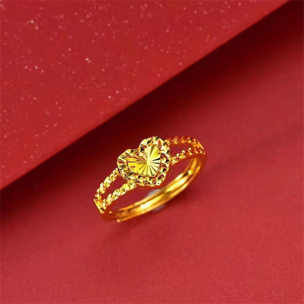 24K Gold Plated Heart Ring Classic