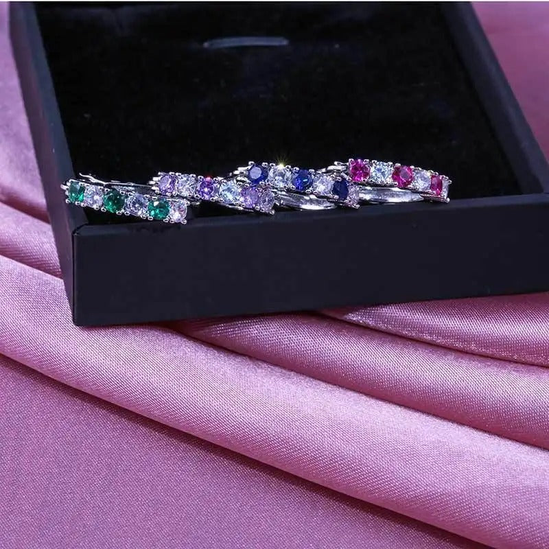 925 Sterling Silver CZ Round Stud Earrings for Women
