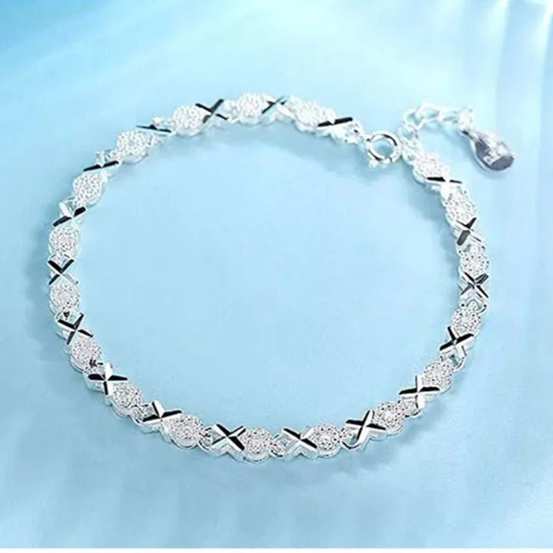 925 Sterling Silver Trendy Geometric Charm Bracelet