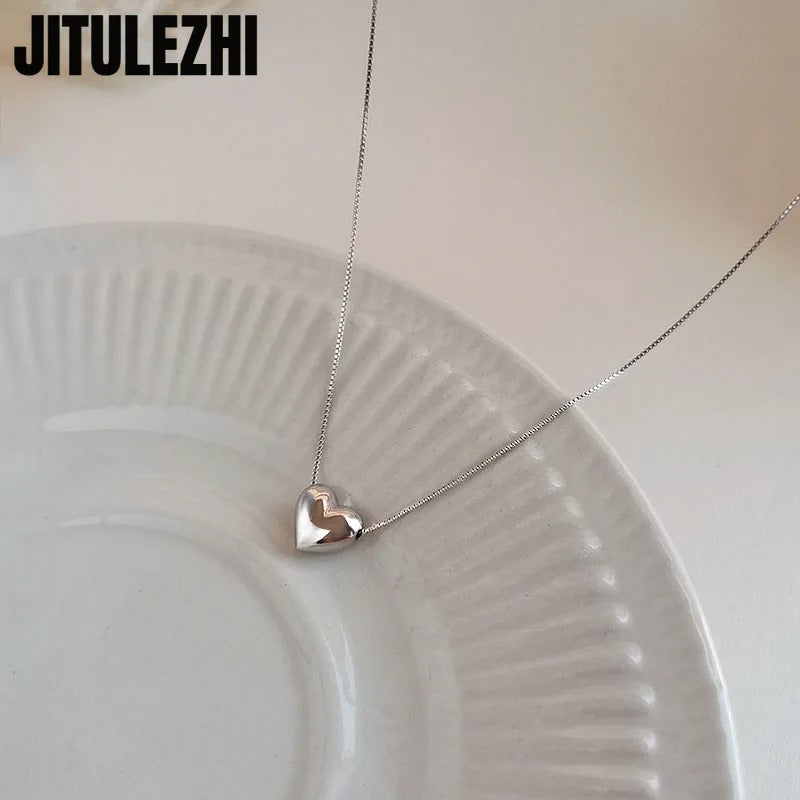 925 Sterling Silver Heart-Shaped Love Necklace Pendant