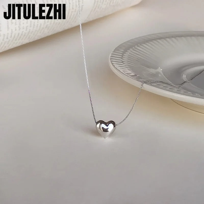 925 Sterling Silver Heart-Shaped Love Necklace Pendant