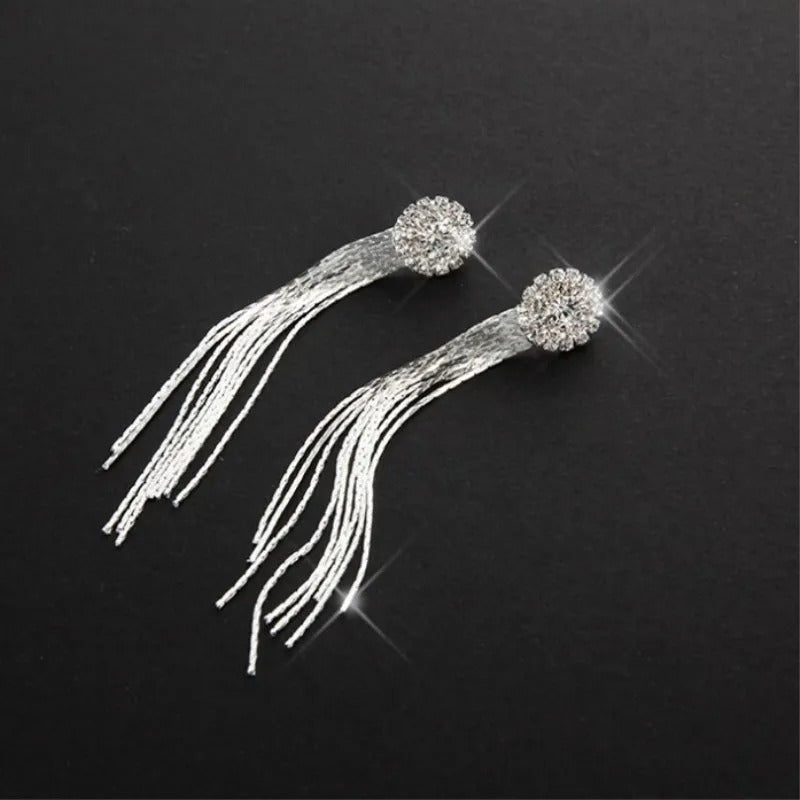 Crystal Tassel Drop Earrings Fashion