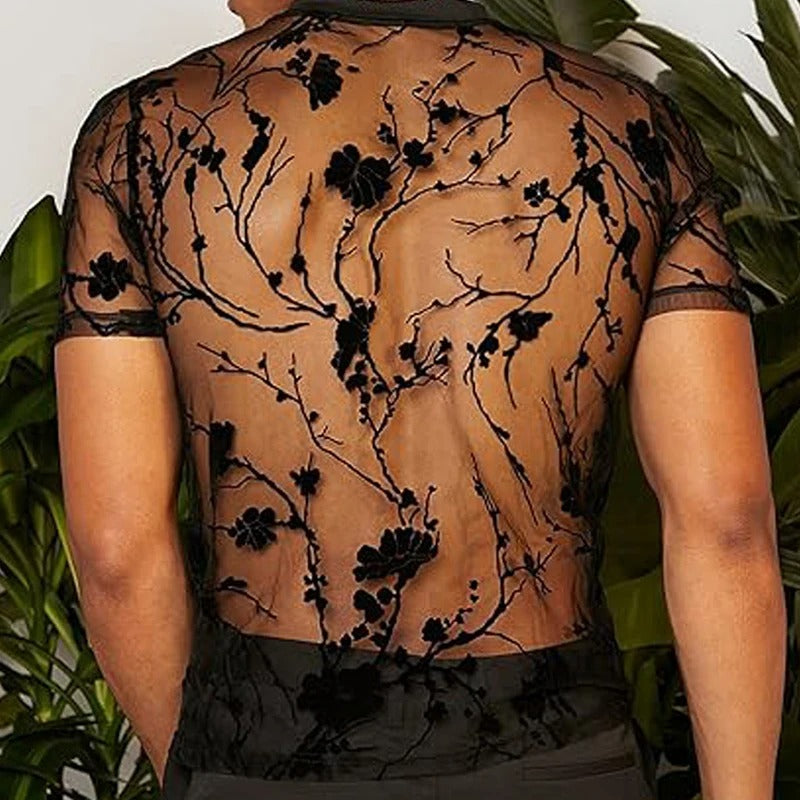 Men’s Mesh Lace Knit T-Shirt
