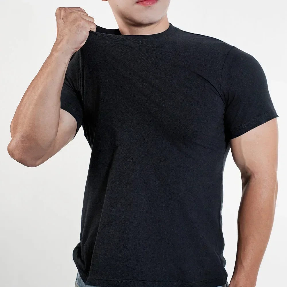 Men’s Solid Color Cotton T-Shirt Breathable